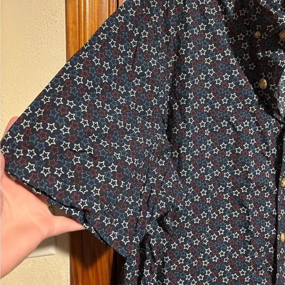 DULUTH TRADING CO. Men’s Star Patterned Shirt Short Sleeve Button Down Size 2XL - Picture 3 of 5